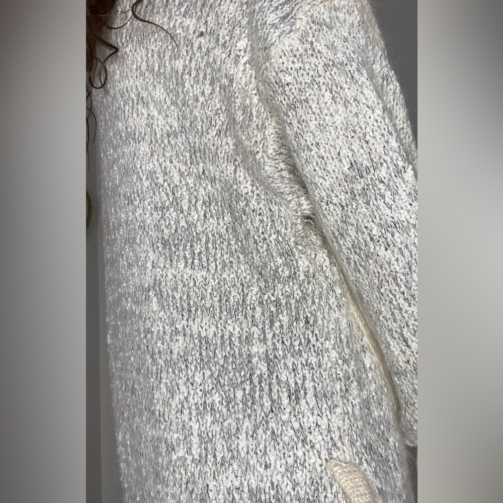 VTG soft mohair cable-knit slouchy cream coloured long duster cardigan sweater - Picture 11 of 12